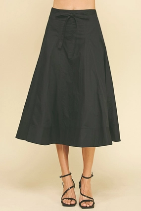 ruffle trim Limited Release Violet Poplin Midi Skirt in Black