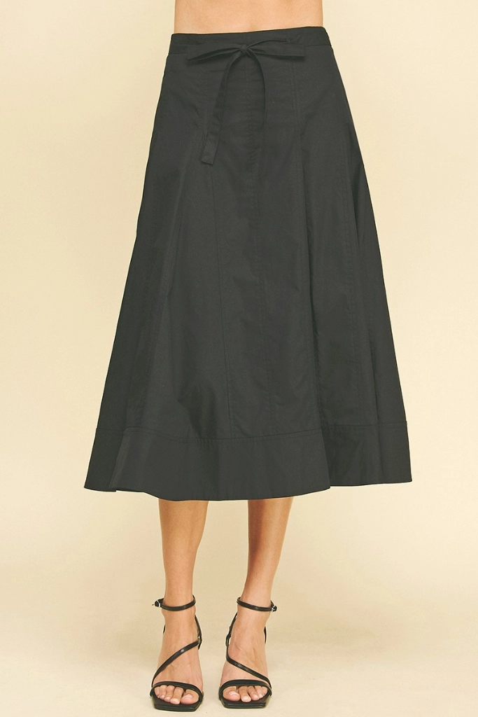 Fade Resistant Cloth Easy Outfit Violet Poplin Midi Skirt in Black