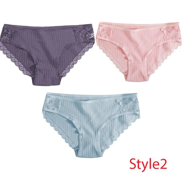 Panties Comfort 3PCS/Set Sexy Low-Rise Cotton Underwear Women's
