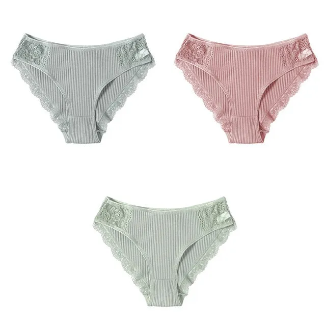 Panties Comfort 3PCS/Set Sexy Low-Rise Cotton Underwear Women's