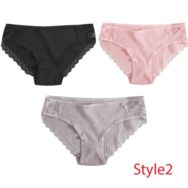 Panties Comfort 3PCS/Set Sexy Low-Rise Cotton Underwear Women's