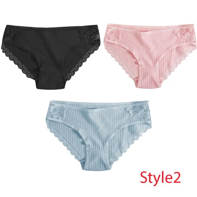 Panties Comfort 3PCS/Set Sexy Low-Rise Cotton Underwear Women's