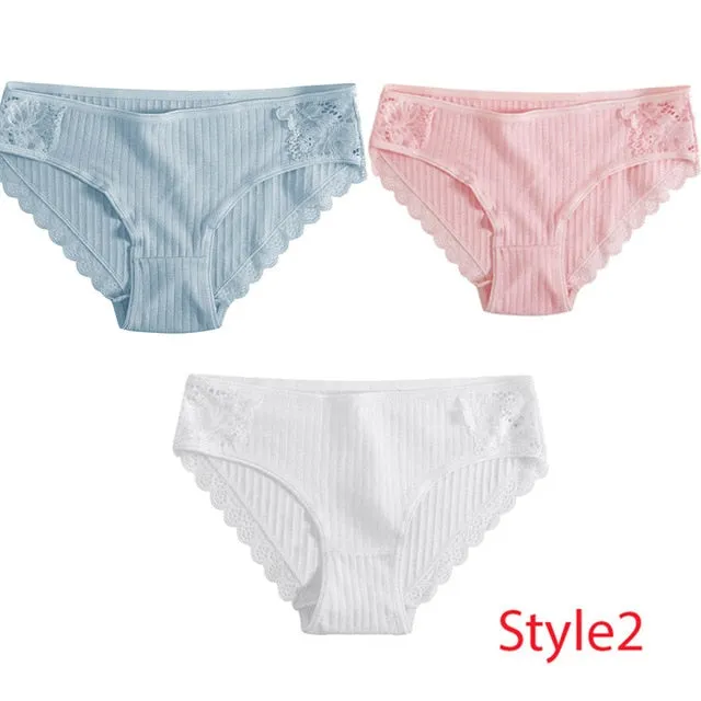 Panties Comfort 3PCS/Set Sexy Low-Rise Cotton Underwear Women's