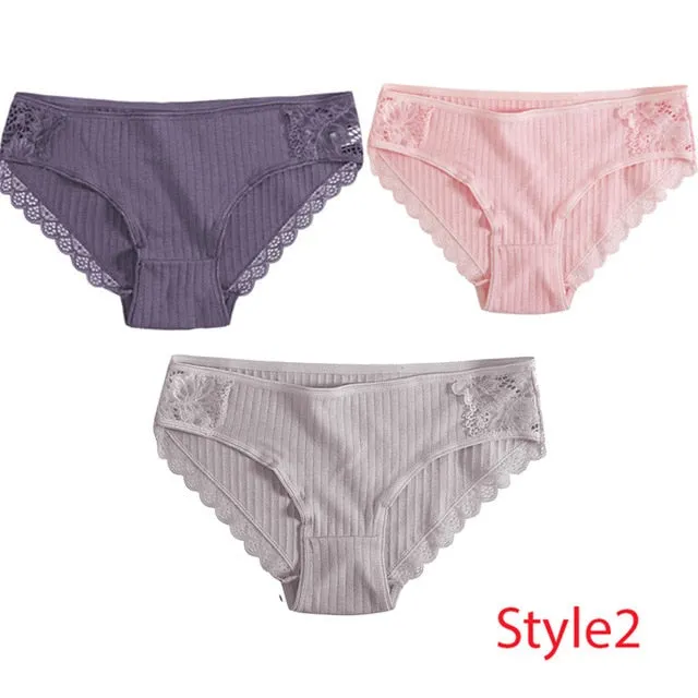Panties Comfort 3PCS/Set Sexy Low-Rise Cotton Underwear Women's