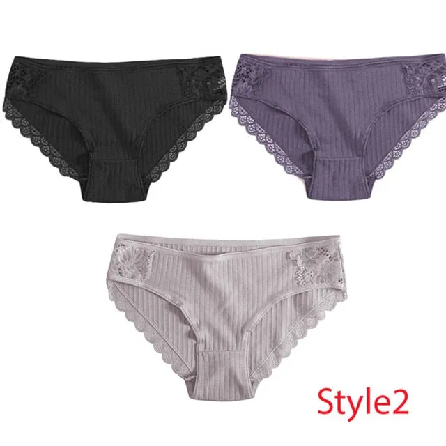 Panties Comfort 3PCS/Set Sexy Low-Rise Cotton Underwear Women's