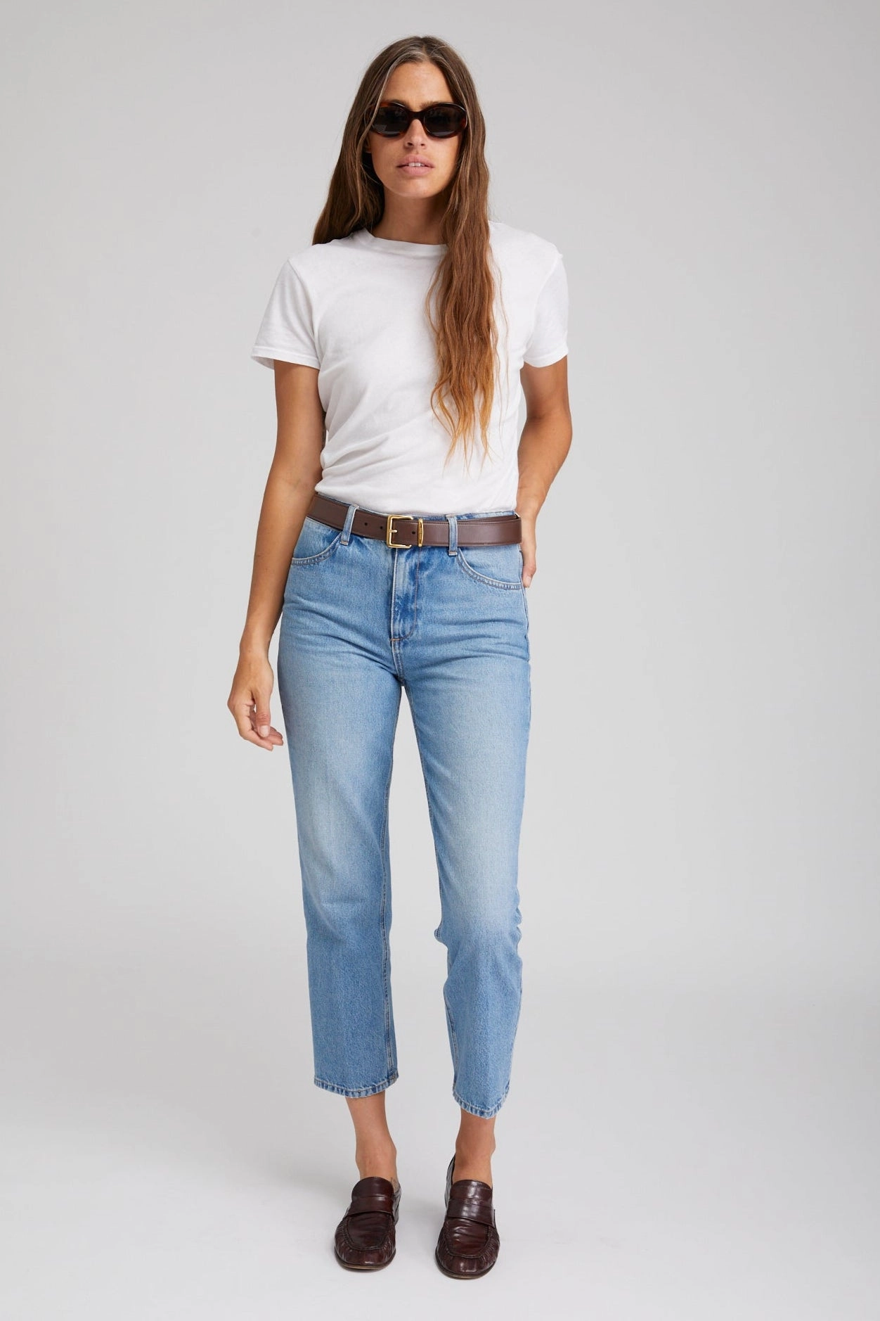 Buttonless Closure AntiPill Finish Paradis Crop Straight Leg Denim