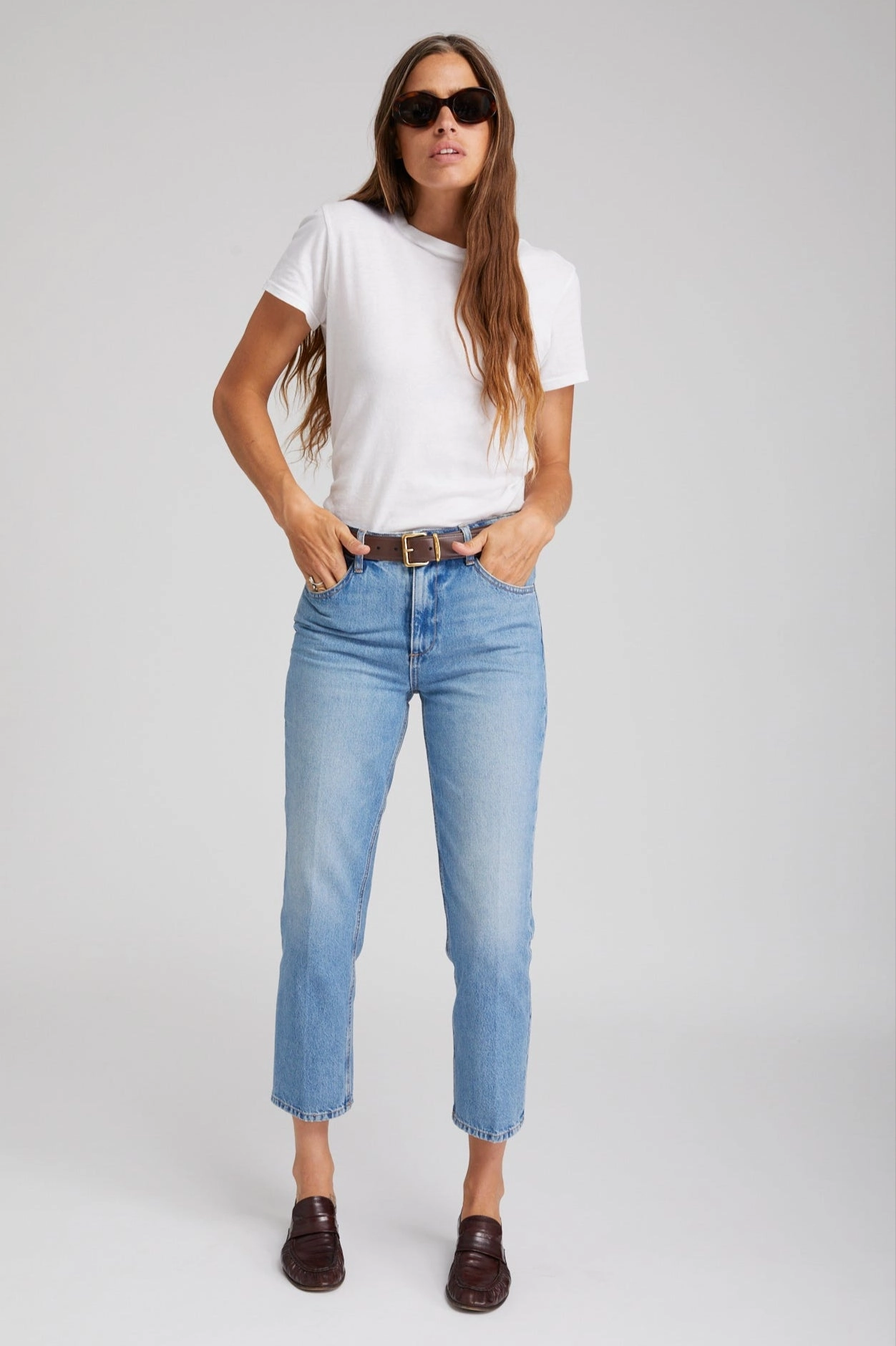 Tencel Blend Fabric Adjustable Hemline Paradis Crop Straight Leg Denim