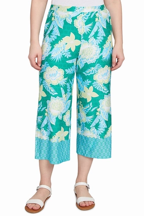 Paradise Cove Batik Floral Palazzo Pant Contoured Panel Design