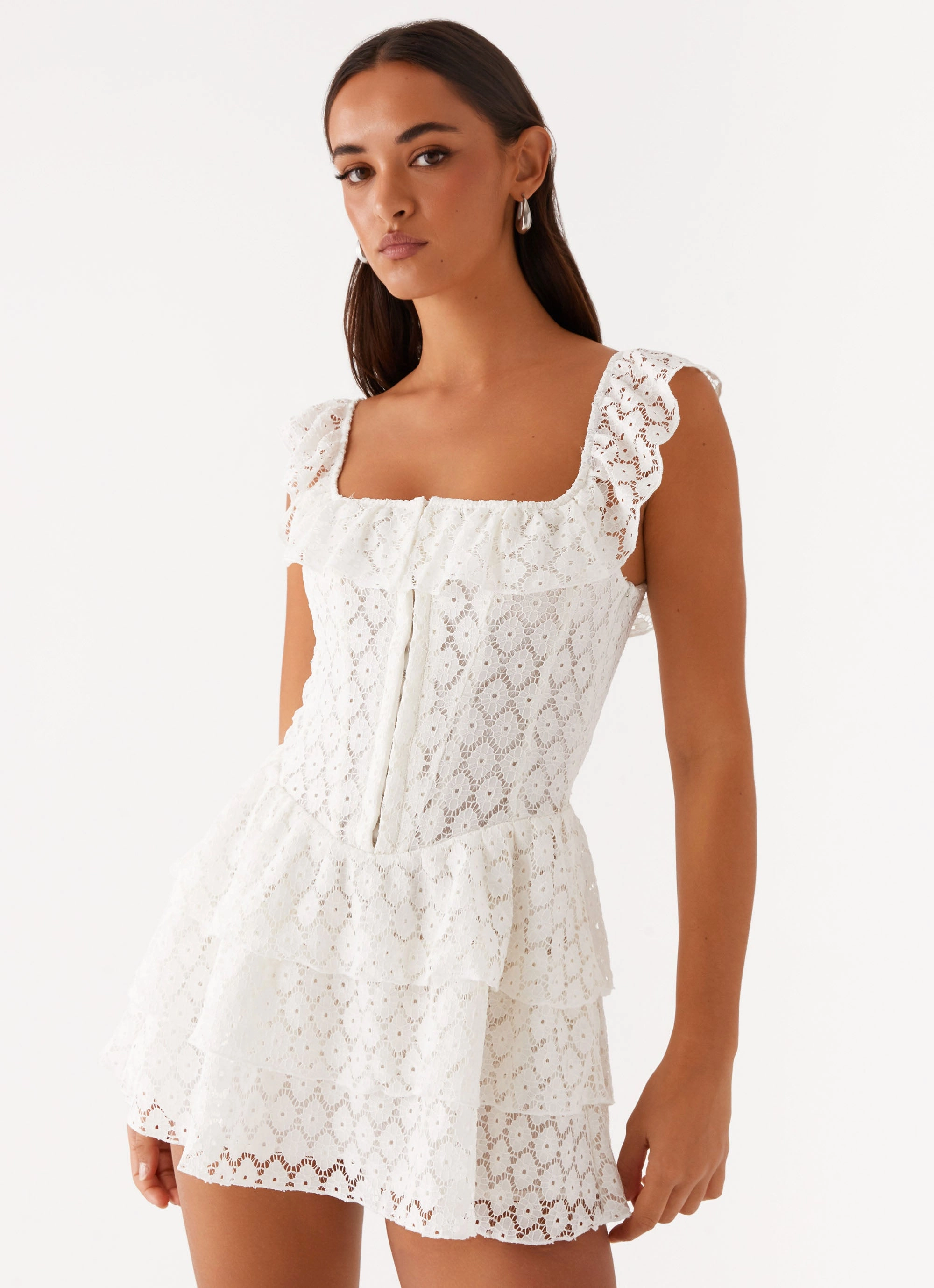 Chic Waistband Paradise Dreams Corset Mini Dress - White