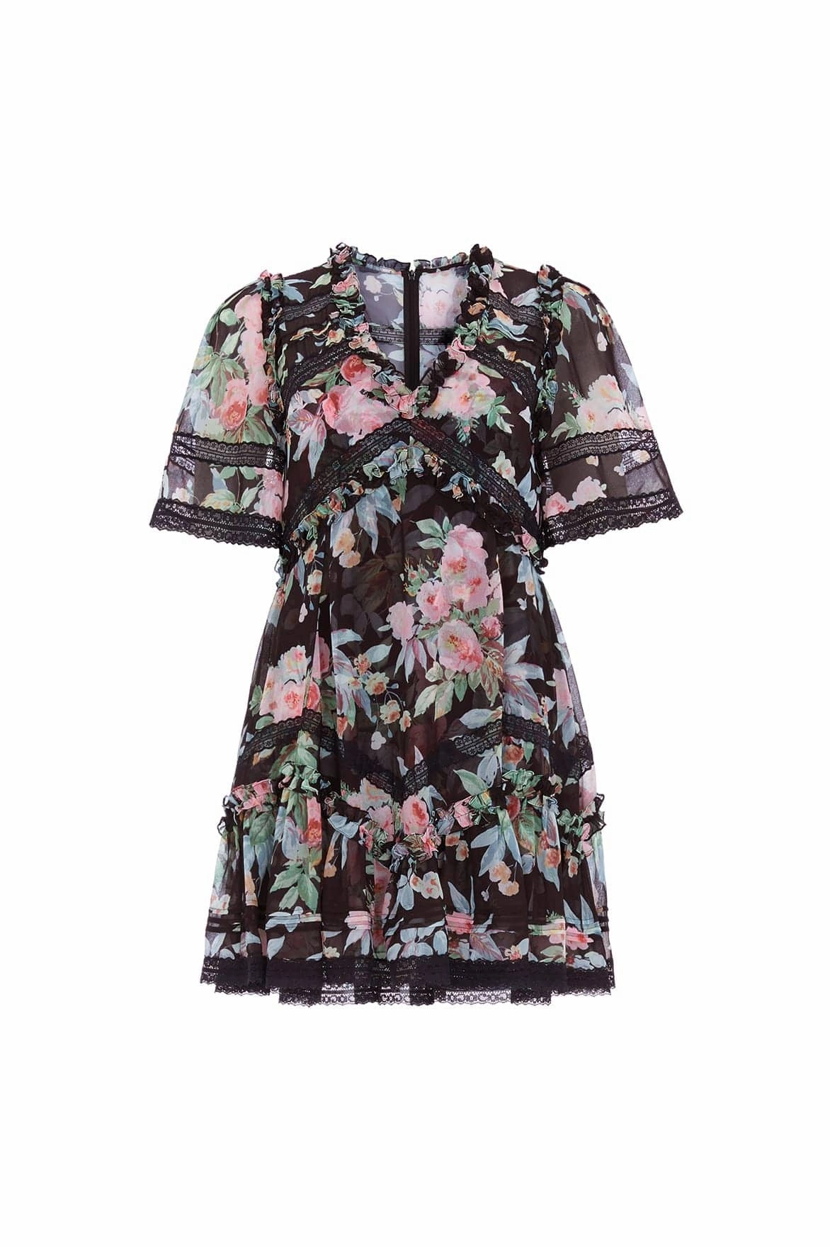 Paradise Garden Sonata Georgette Micro Mini Dress Silk Flow