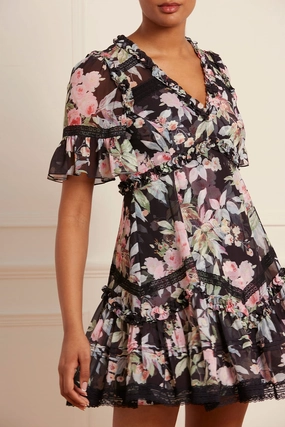 Paradise Garden Sonata Georgette Micro Mini Dress Soft Contour Chic Layers