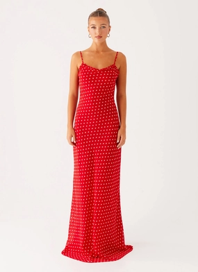 Pareo Maxi Dress - Red Polka Dot Nature Glow
