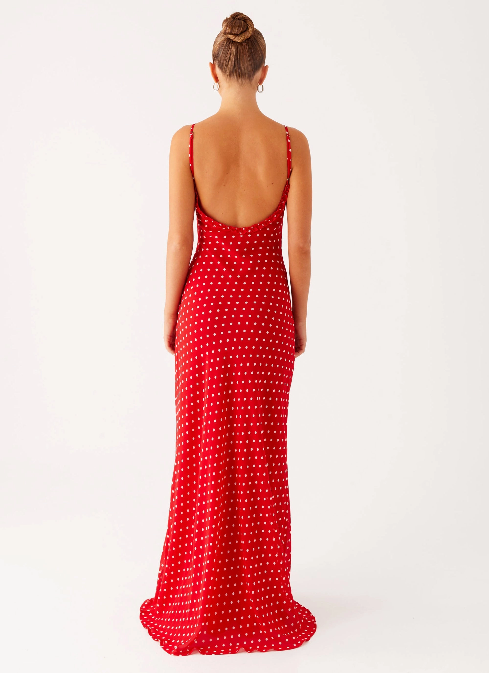 Pareo Maxi Dress - Red Polka Dot Sleek Look