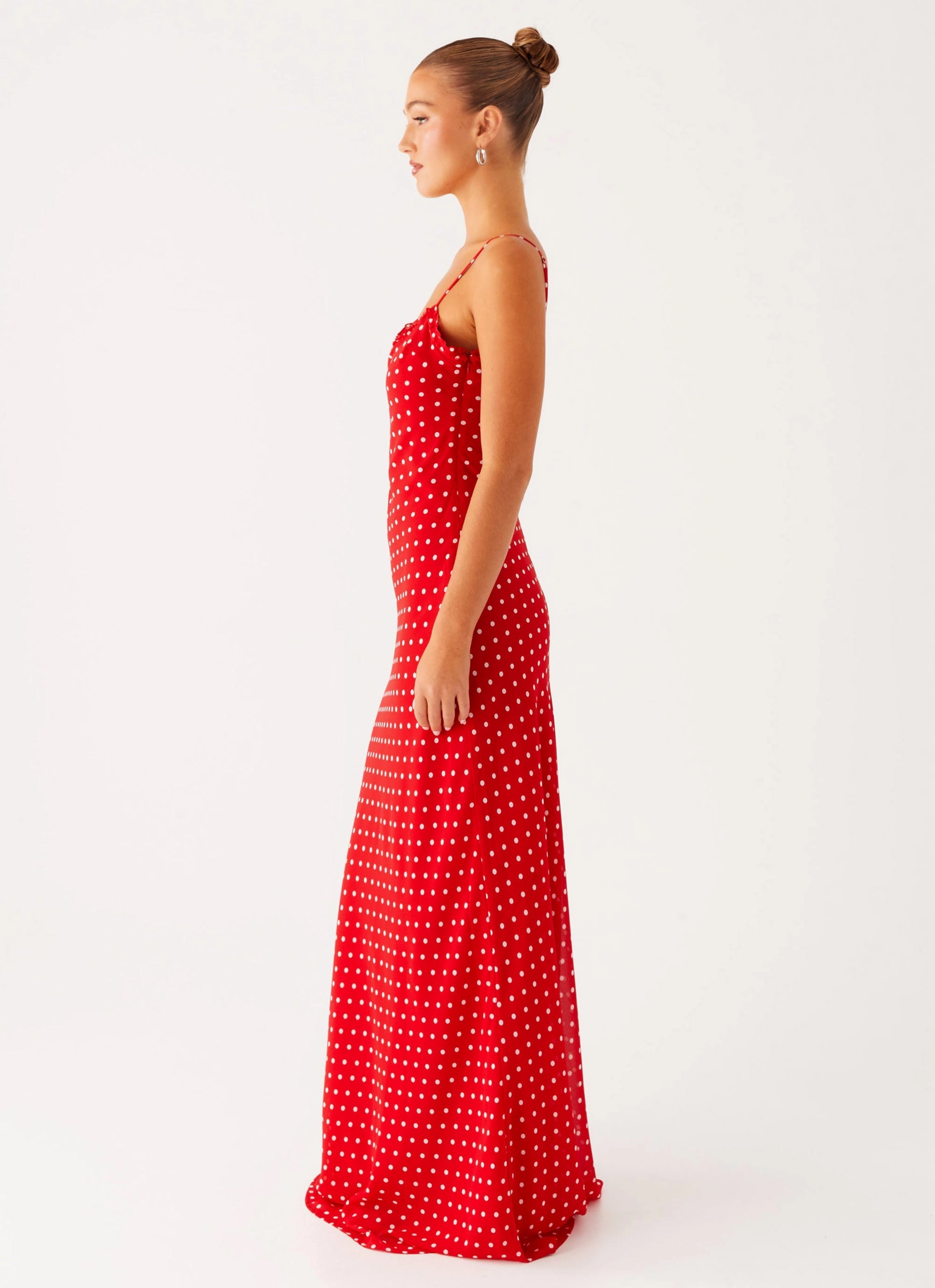 WrinkleResistantFinish Pareo Maxi Dress - Red Polka Dot