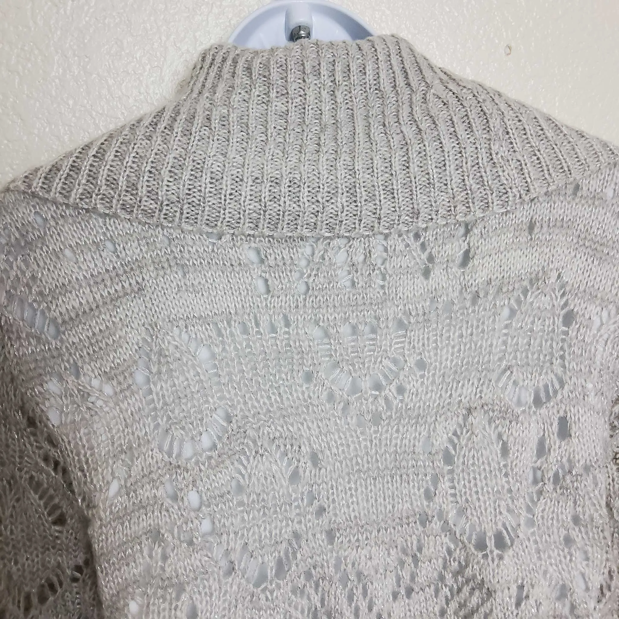 Park Slope Silver Cowl Neck Sweater with Metallic Embroidery and Camisole Lining, Women's Size 1X