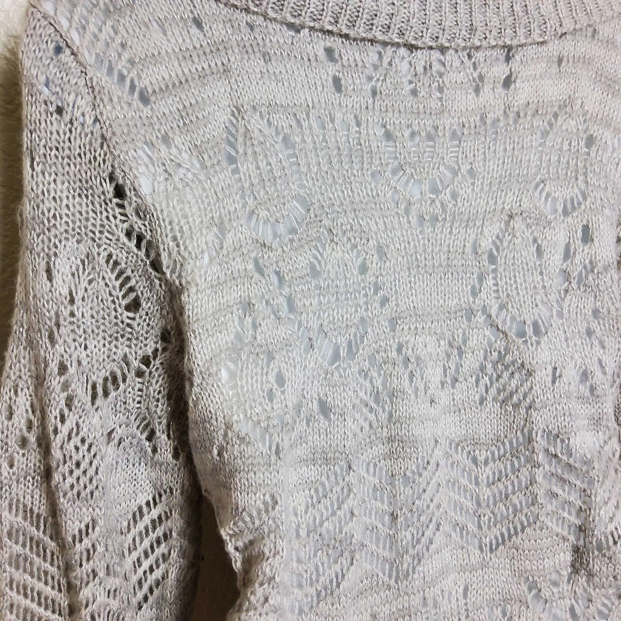 Park Slope Silver Cowl Neck Sweater with Metallic Embroidery and Camisole Lining, Women's Size 1X