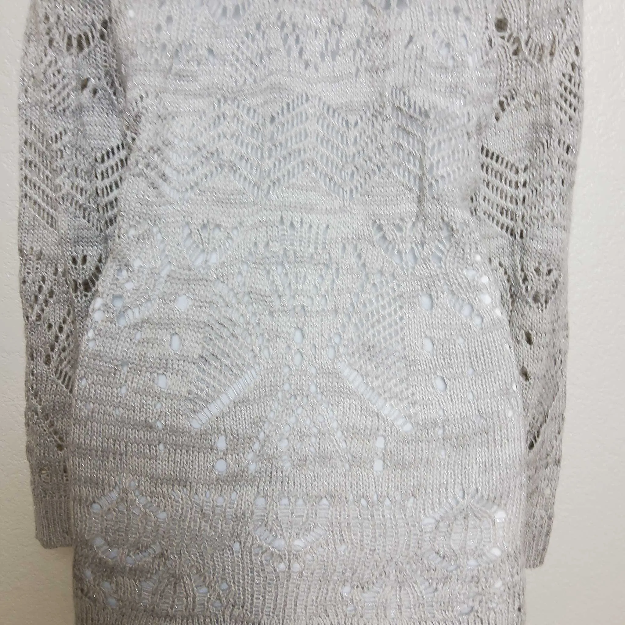 Park Slope Silver Cowl Neck Sweater with Metallic Embroidery and Camisole Lining, Women's Size 1X