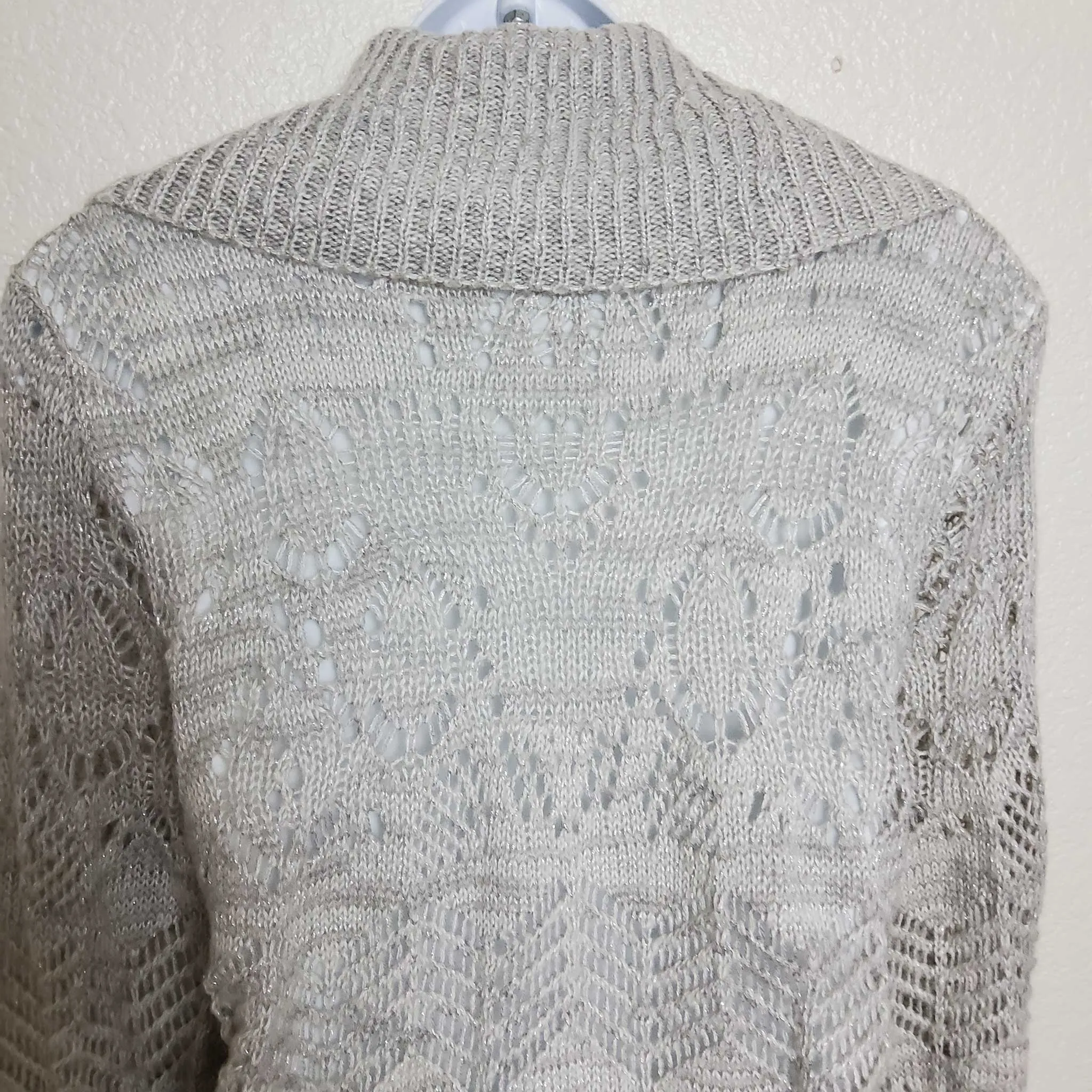 Park Slope Silver Cowl Neck Sweater with Metallic Embroidery and Camisole Lining, Women's Size 1X