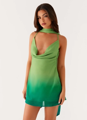 Parma Mini Dress - Green Ombre Back-Pocket