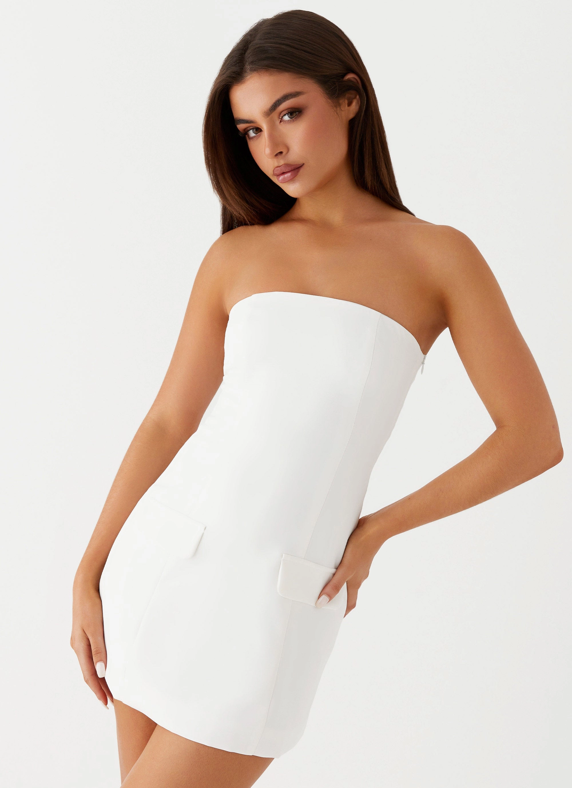 Allora Strapless Mini Dress - White Work Favorite