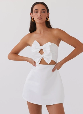 Girl Crush Bow Mini Dress - White Light Finish