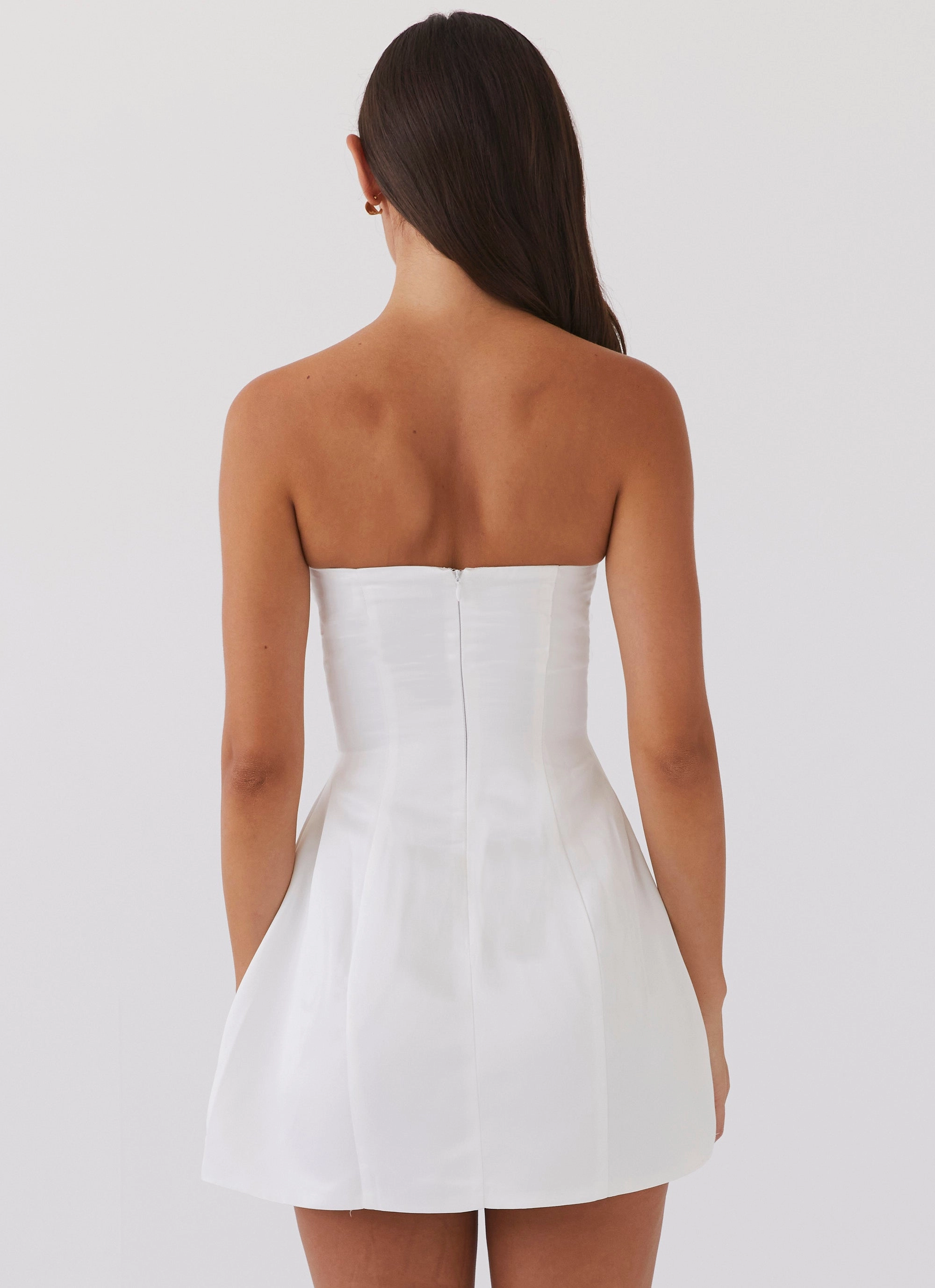 Girl Crush Bow Mini Dress - White Button Accent