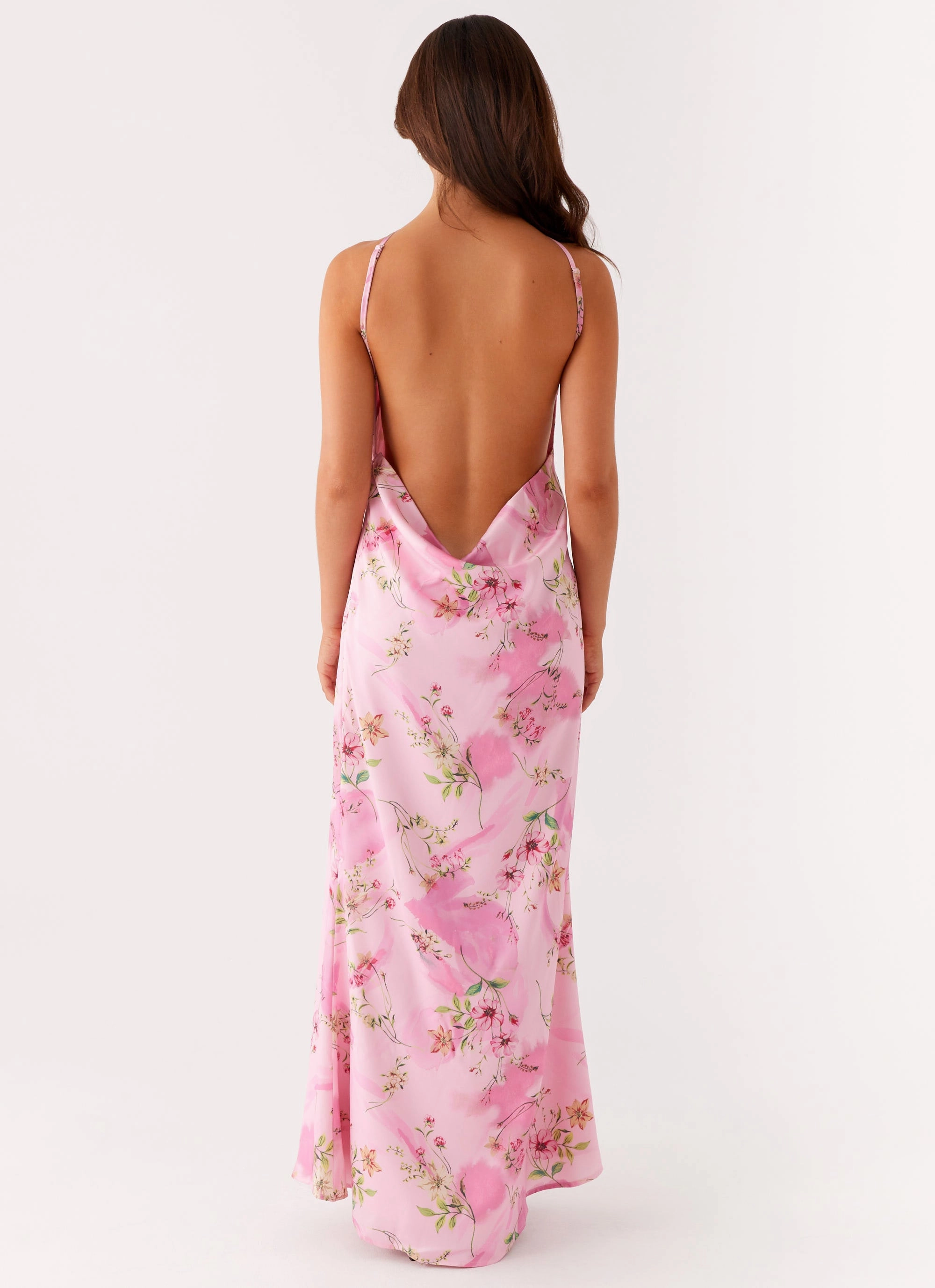 Sleek Drape Event Favorite Pascal Maxi Dress - Pink Floral Print