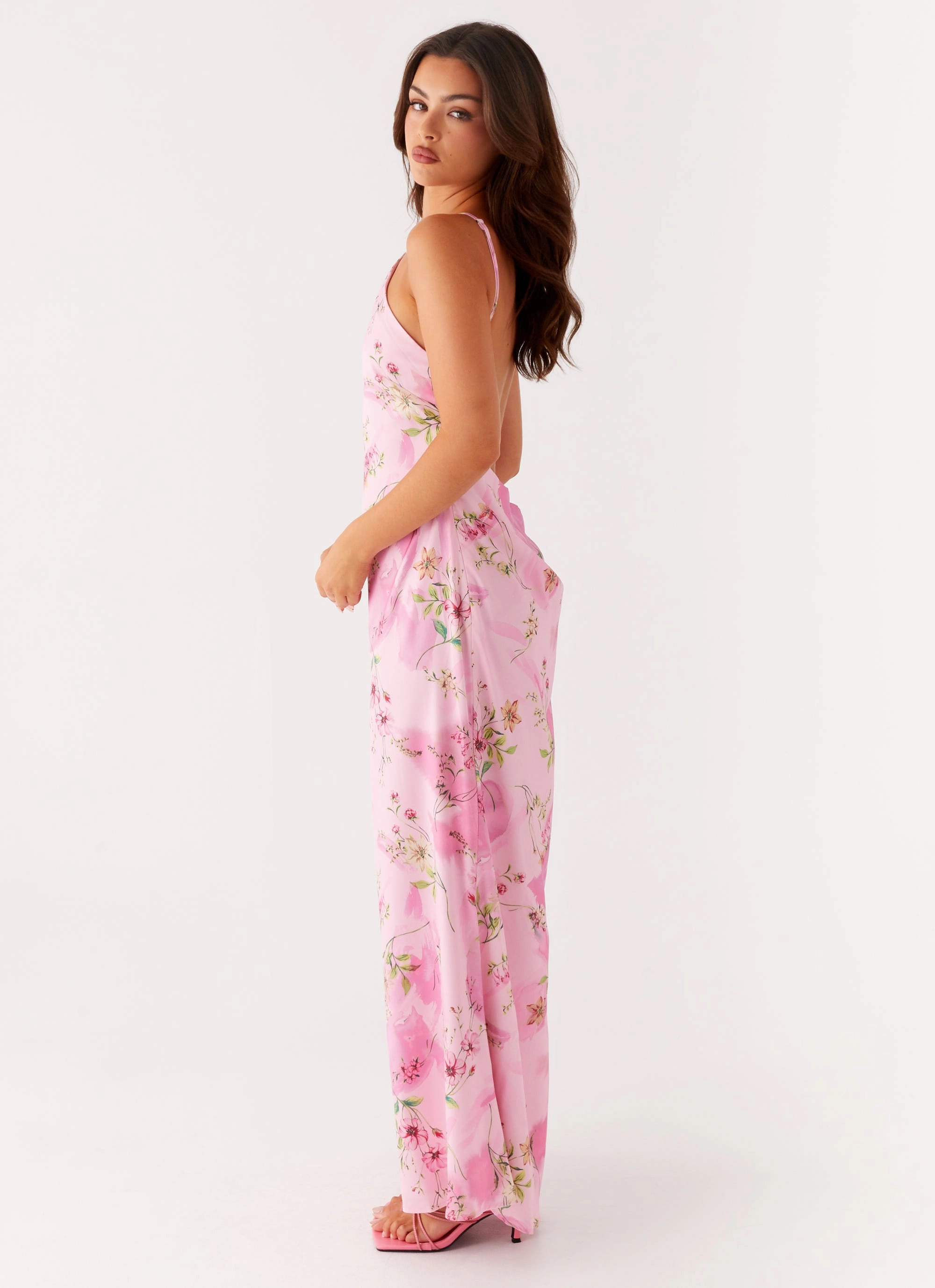 Relaxed and Elegant Shine Dressy Pascal Maxi Dress - Pink Floral Print
