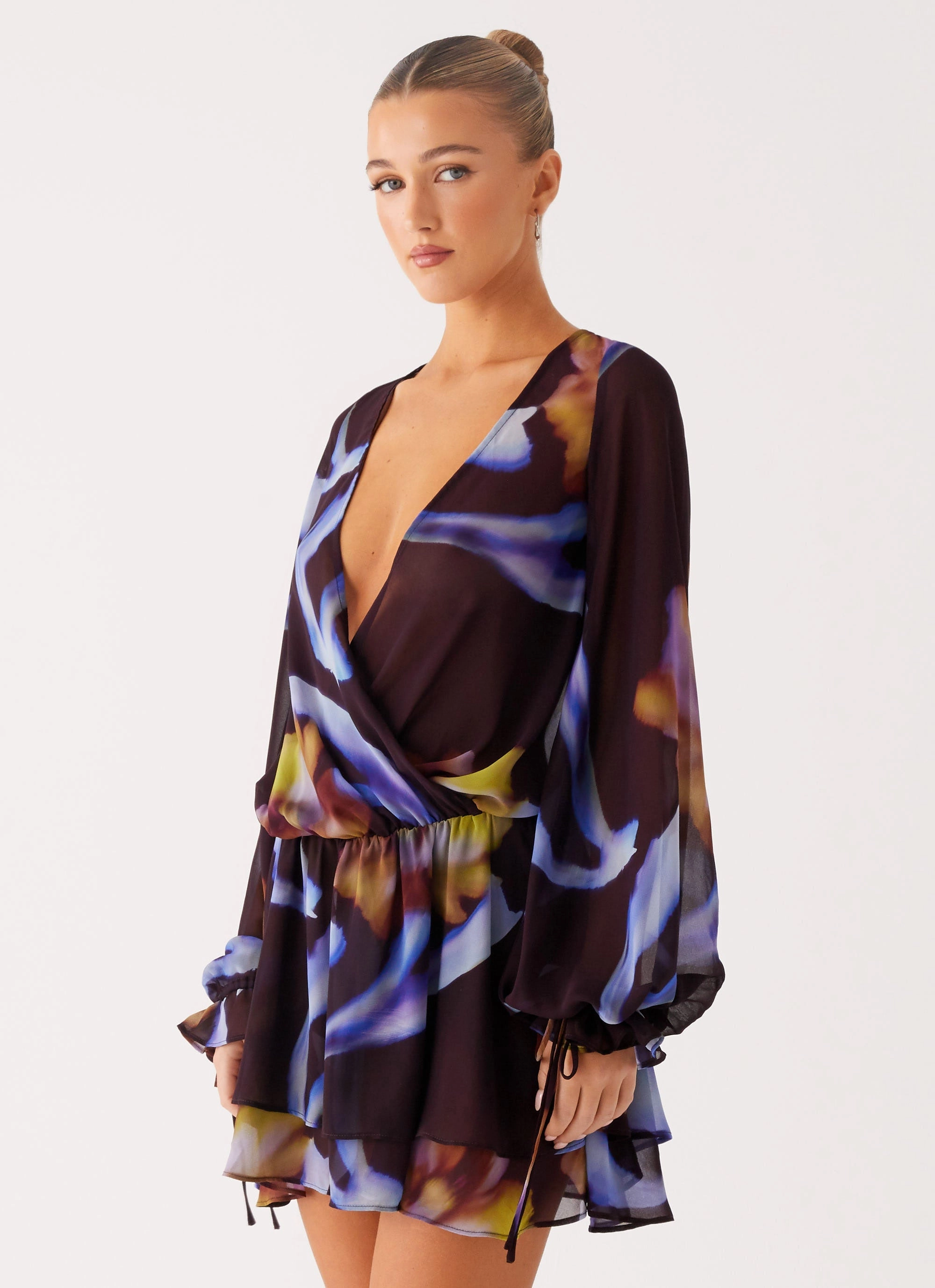 Passion Long Sleeve Mini Dress - Dark Floral hypoallergenic Scandi Clean