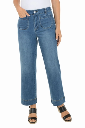 Patch Pocket Wide Leg Denim Pant BreathableLining