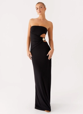 Anetta Maxi Dress - Black ElasticWaistband