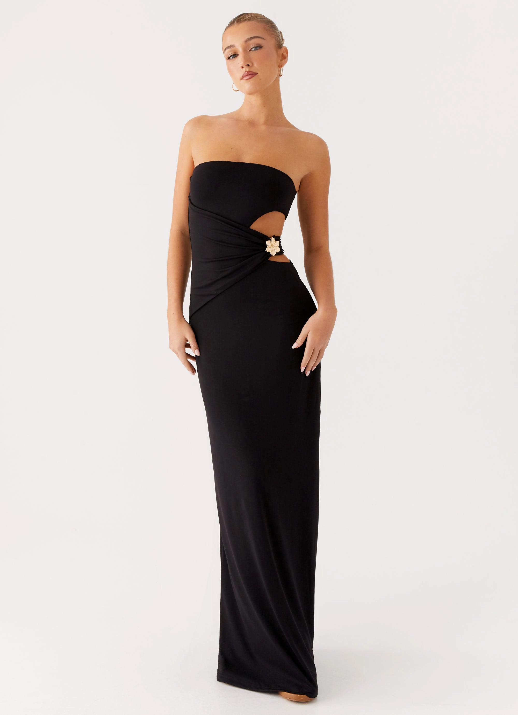 Anetta Maxi Dress - Black ElasticWaistband