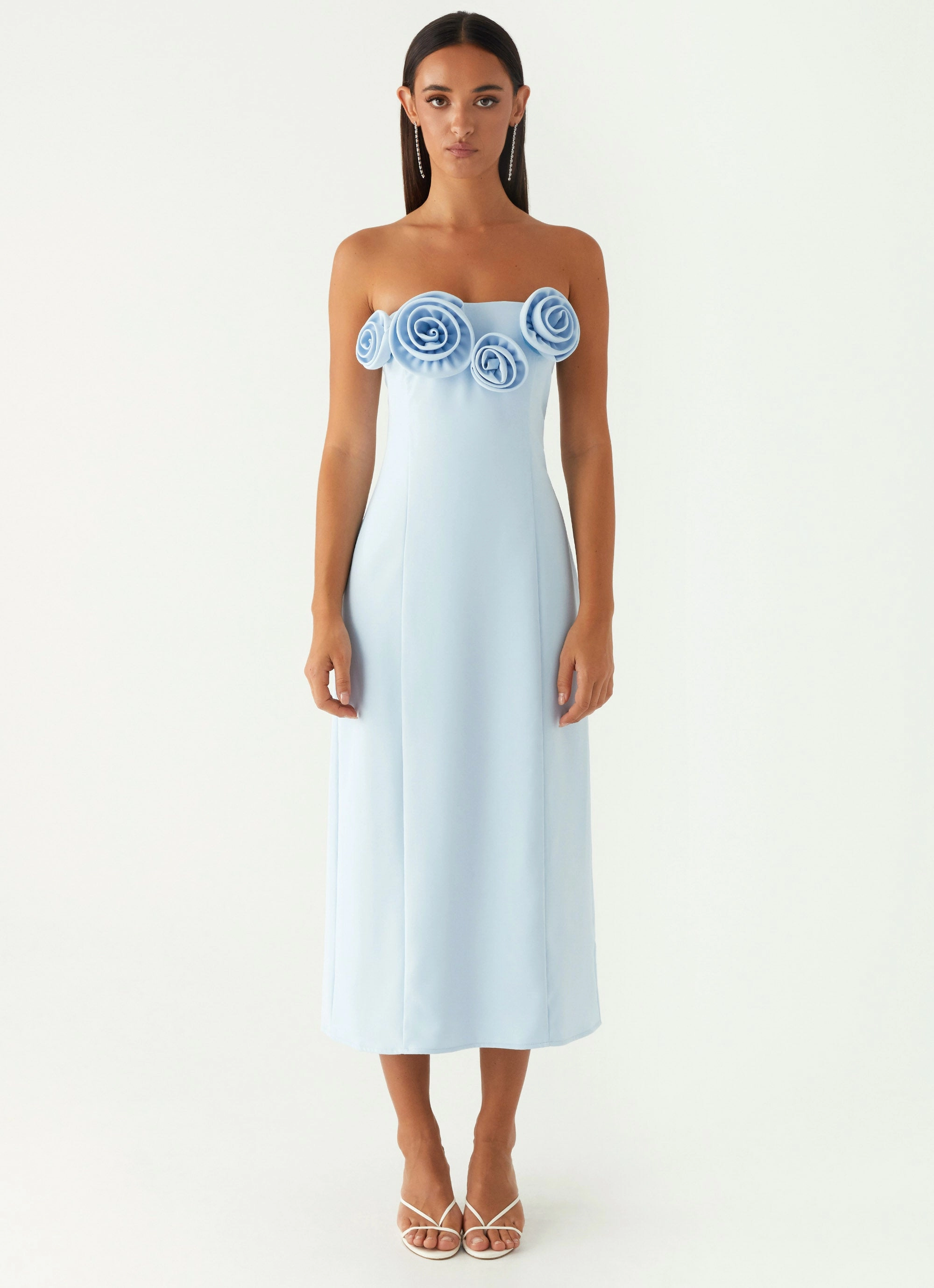 Patsie Strapless Midi Dress - Blue Body Flow