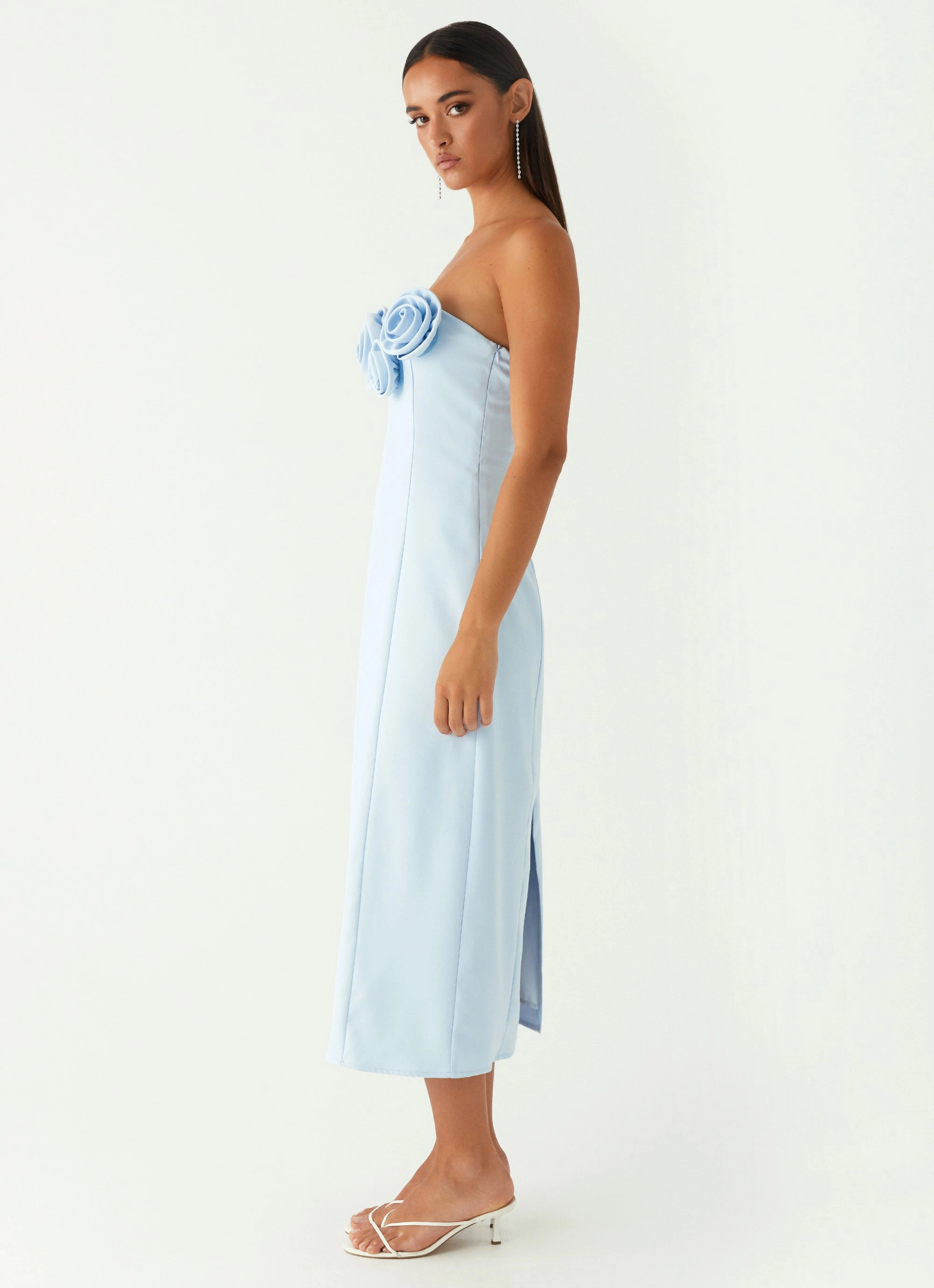 Patsie Strapless Midi Dress - Blue Chic Ensemble