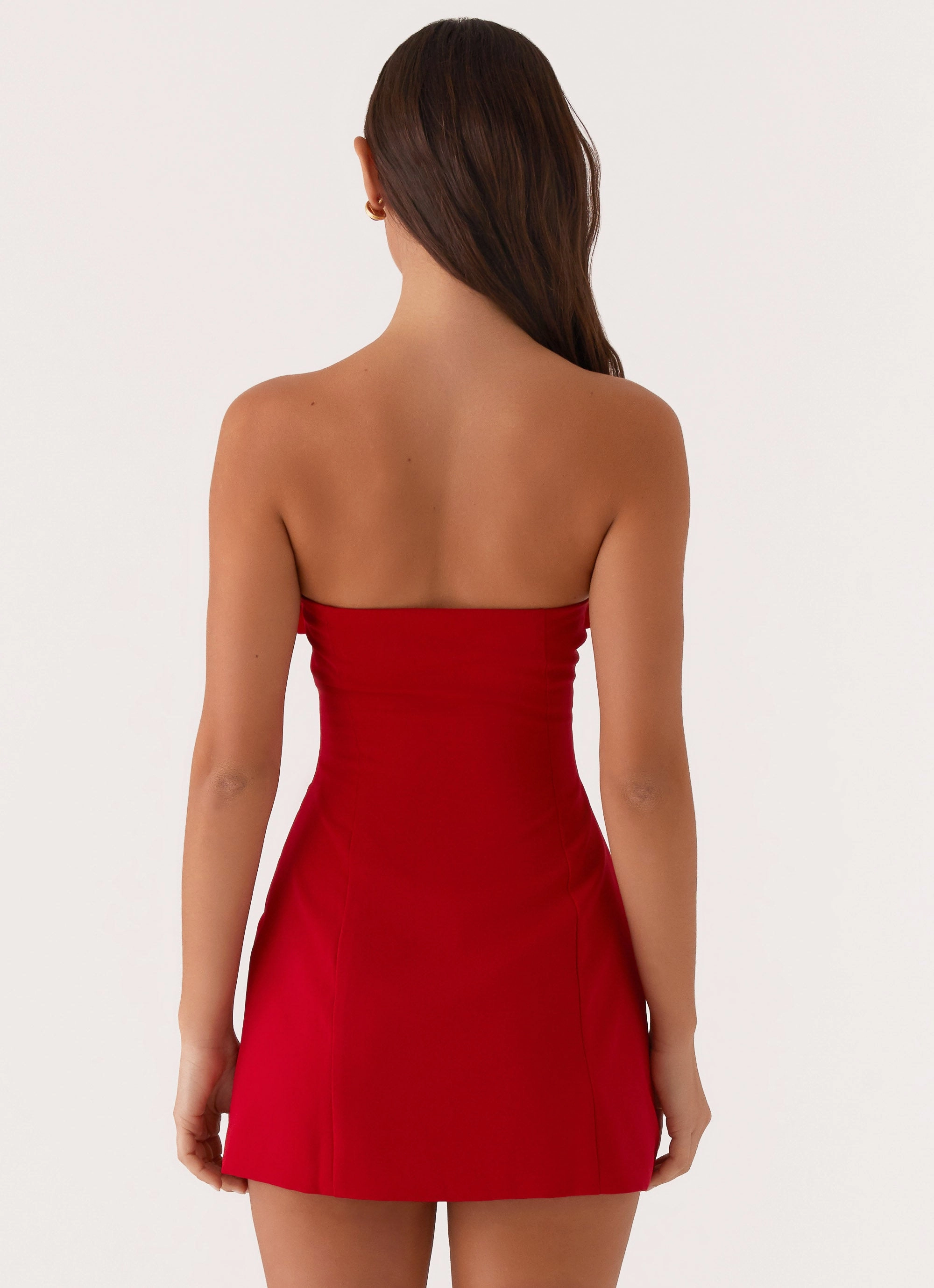 Patsie Strapless Mini Dress - Red Texture Style Relaxed and Effortless