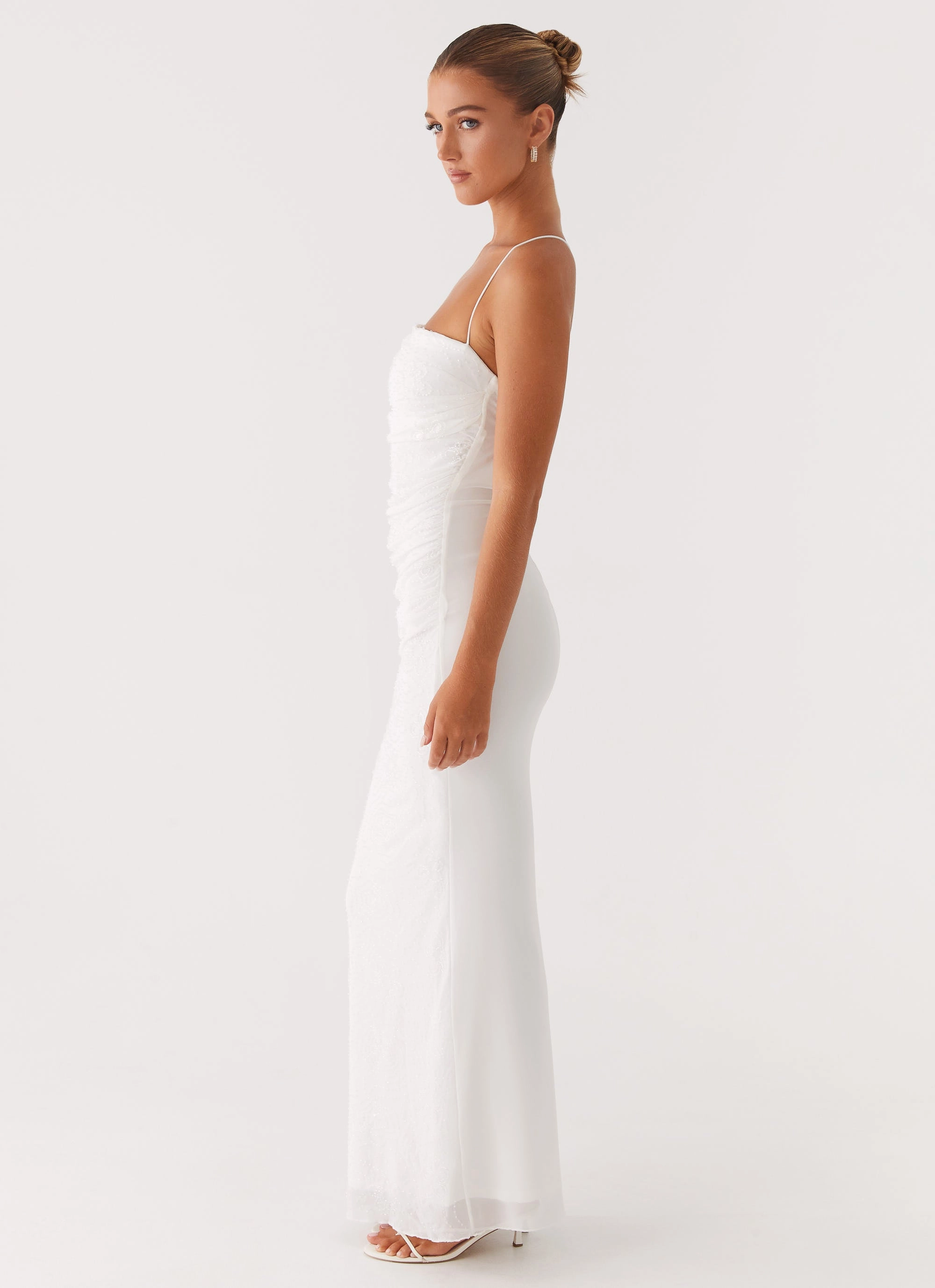 Easy Tones Beadwork Paxton Beaded Maxi Dress - White