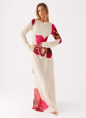 Lorde Maxi Dress - Orchid Yellow Balanced Texture