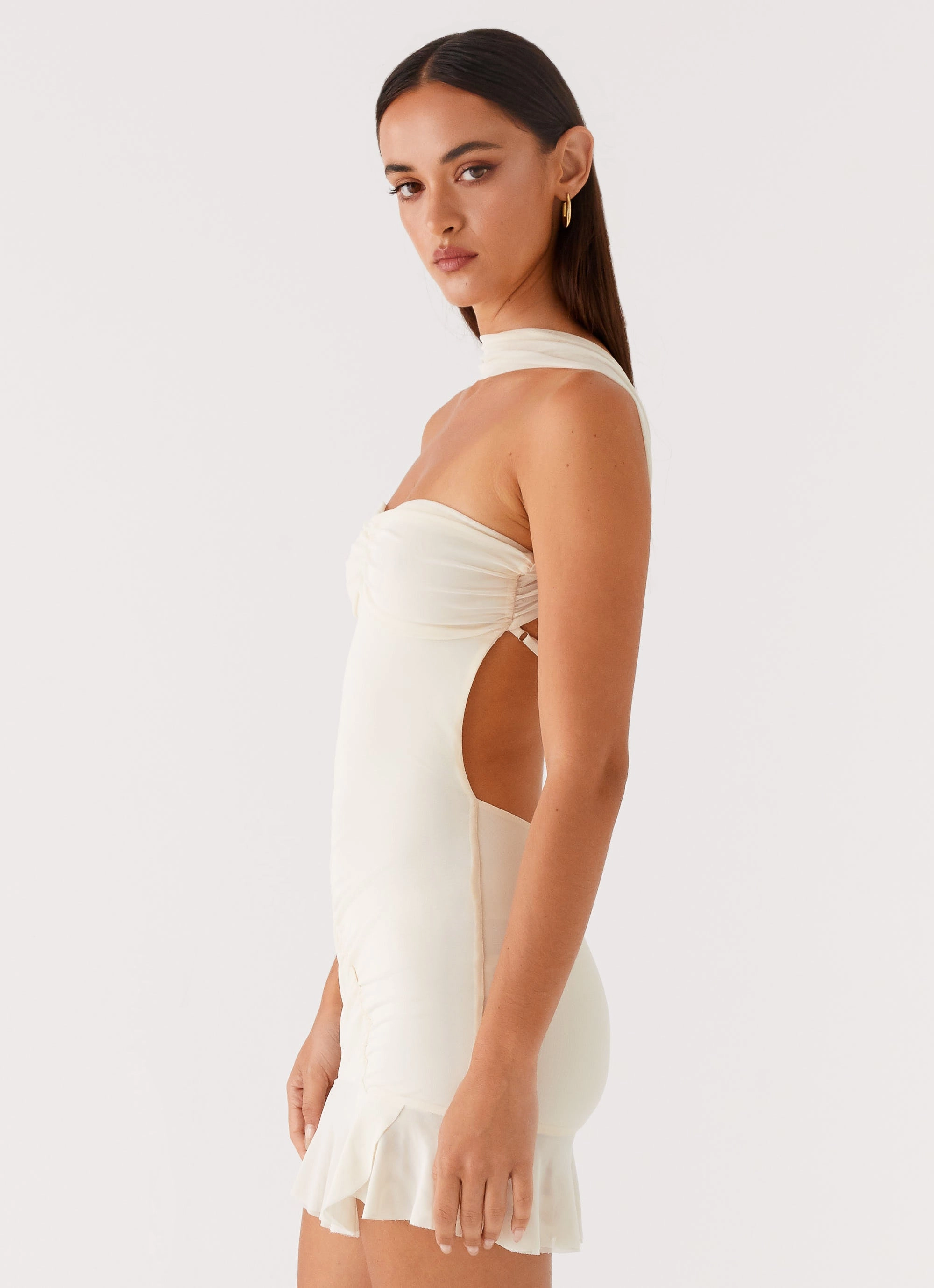 Smart and Polished Street Elegance Pari Open Back Mini Dress - Ivory