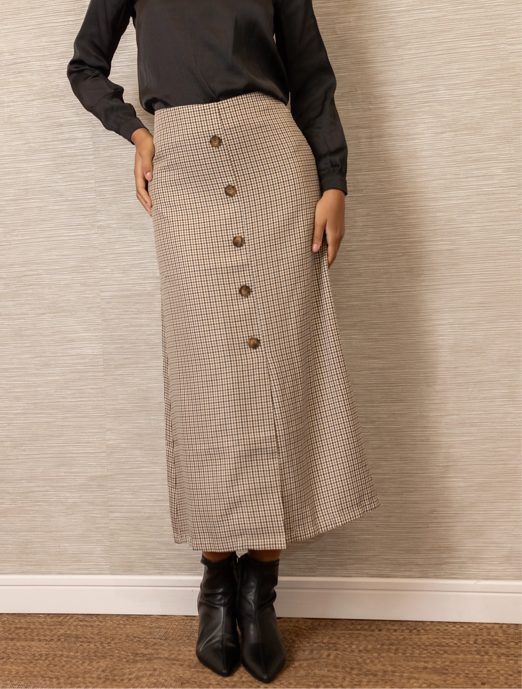 Spring Brunch Plaid Skirt | Brown