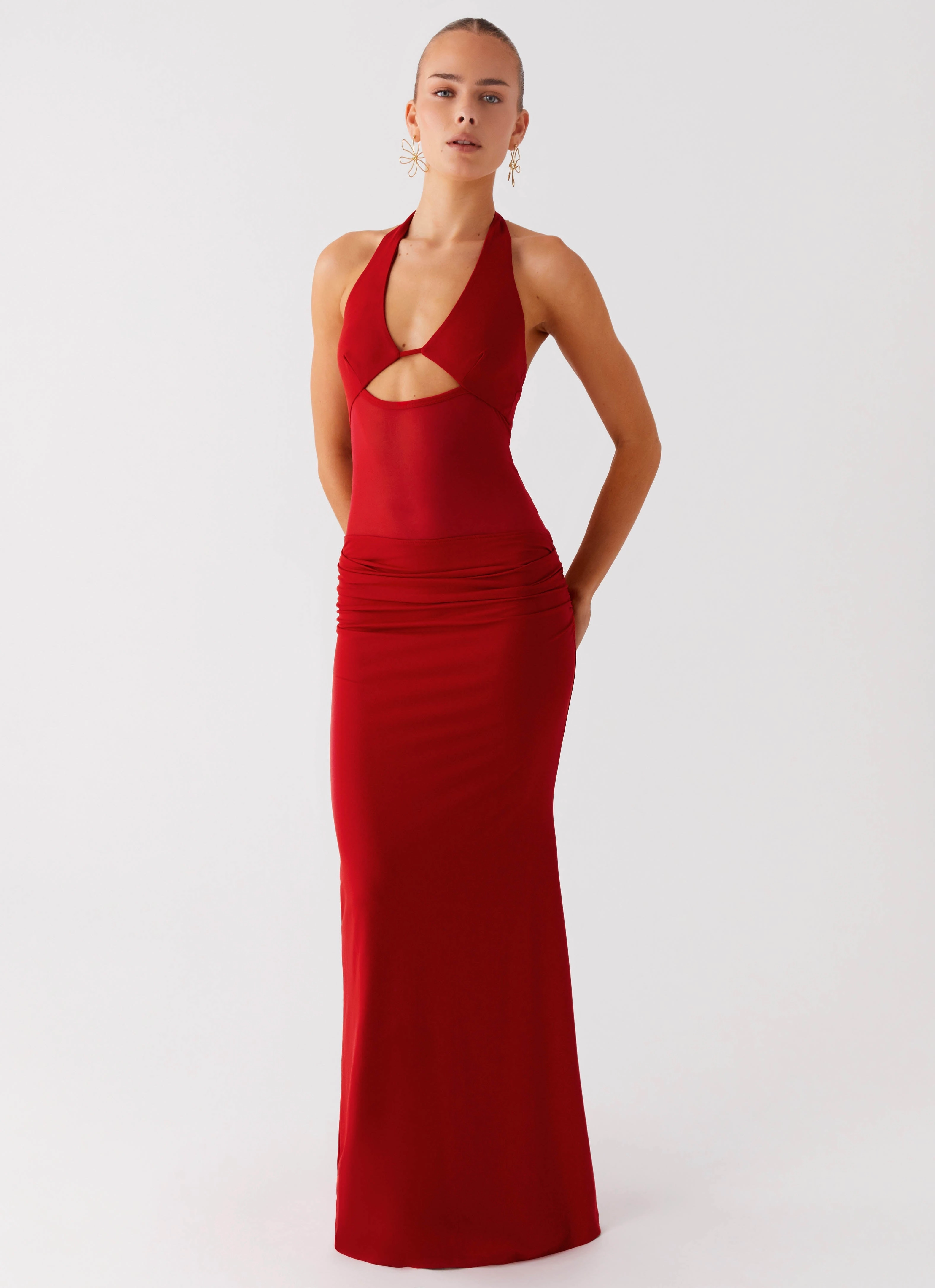 Fit Mood Billen Halter Maxi Dress - Red