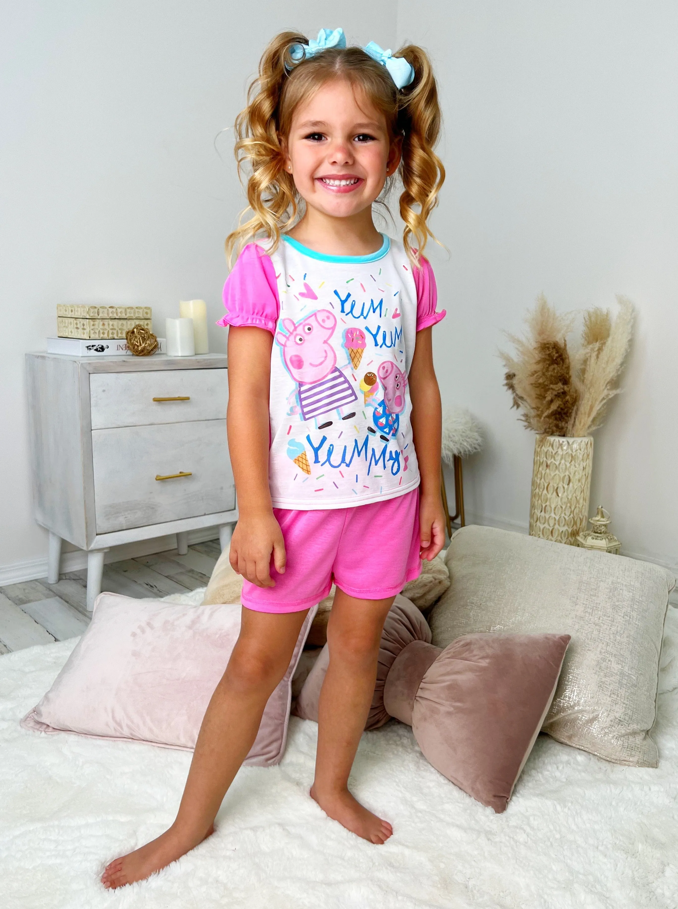 Peppa Pig Girls' Pajama, 3 Piece Sleepwear Set