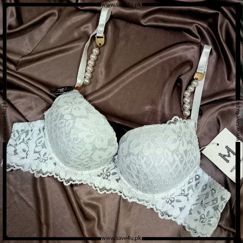 Peral Strips Full Lace Padded Push up Bra Set