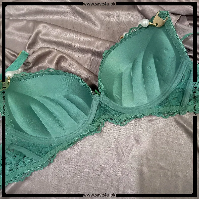 Peral Strips Full Lace Padded Push up Bra Set