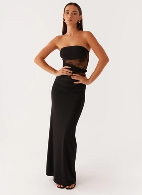 Fashion Look Soft Cut Karma Strapless Maxi Dress - Black