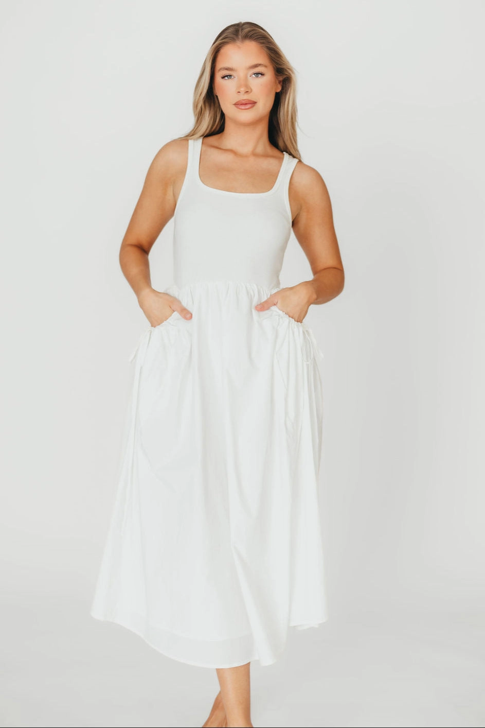 Simple Mood Feminine Line Lucca Midi Dress in Off-White *Final-Sale*