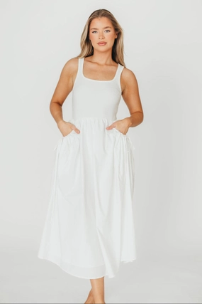 Simple Mood Feminine Line Lucca Midi Dress in Off-White *Final-Sale*