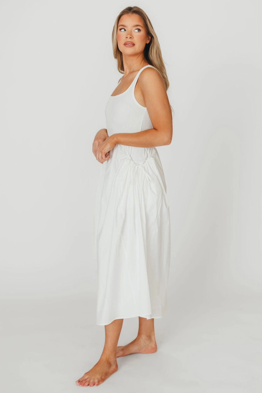 Lucca Midi Dress in Off-White *Final-Sale* Sleek Feel Classy Look