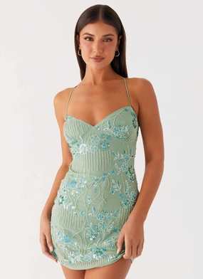 Casual Silhouette Vietta Sequin Cami Mini Dress - Mint