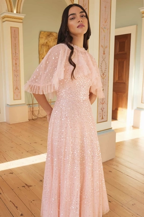 Weekend Fresh Classic Layer Scatter Dot Short Cape Ankle Gown
