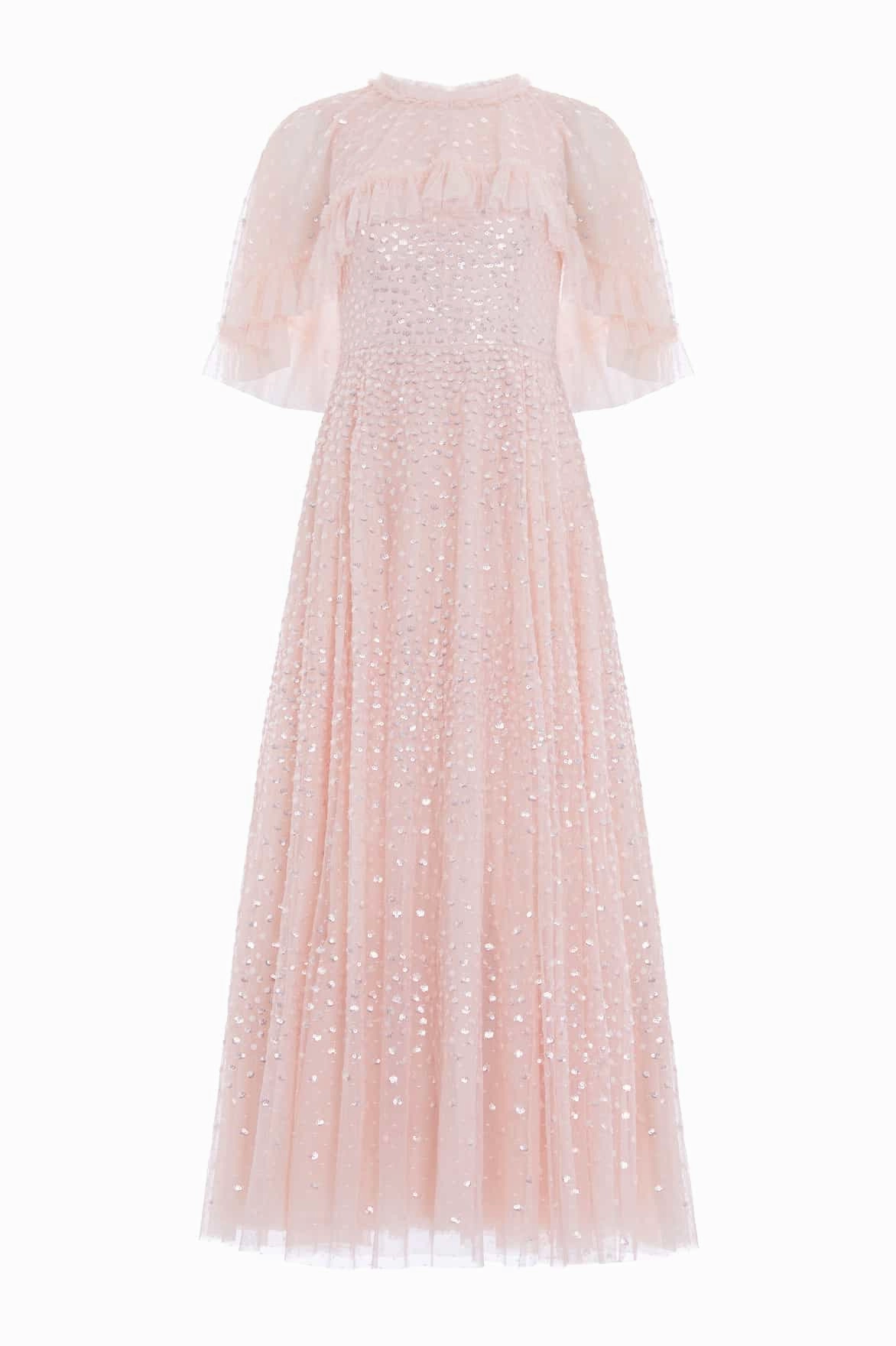 Edgy Twist Scatter Dot Short Cape Ankle Gown